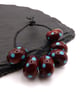 lampwork glass beads, brown and turquoise spots - Image 1