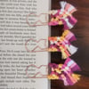 Handmade bookmarks, macrame jumbo cat paperclip, page keepers - warm spring