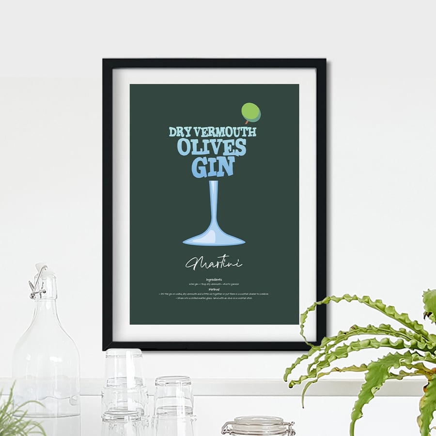 Martini Cocktail Poster Word Art Poster