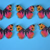 Wooden Butterfly Buttons Pink Orange Yellow Black 6pk 28x20mm (B20)