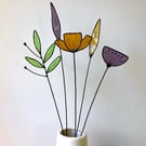 Forever Eternal Wild Flowers on stems - Handmade Stained Glass Flowers