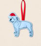 Staffordshire Bull Terrier Christmas Tree Decoration - Embroidered Dog Ornament