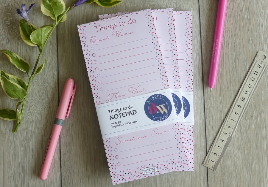 Notebook To Do List Pad in Pink