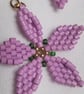 Lilac Flower Earrings Miyuki Delica Beads Handmade 3D Floral Jewellery - Image 3