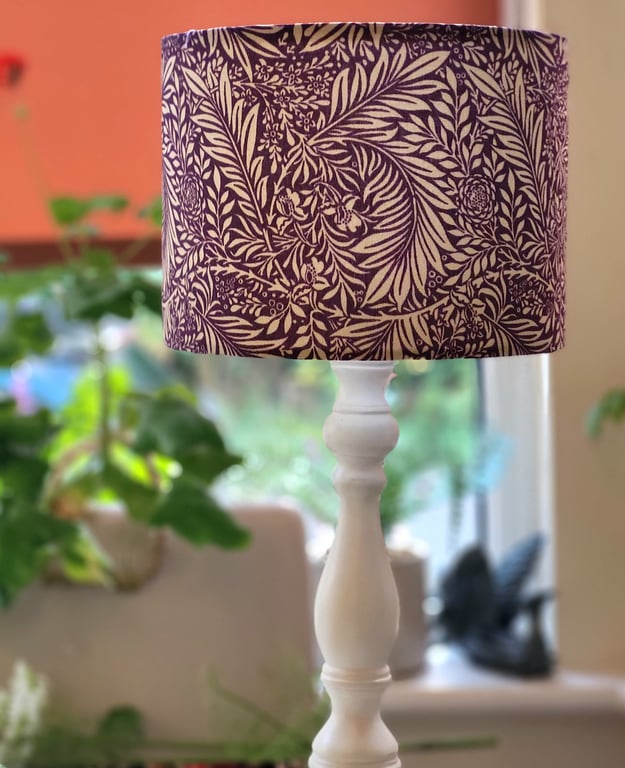 W Morris Fabric Shade Aubergine Free P&P