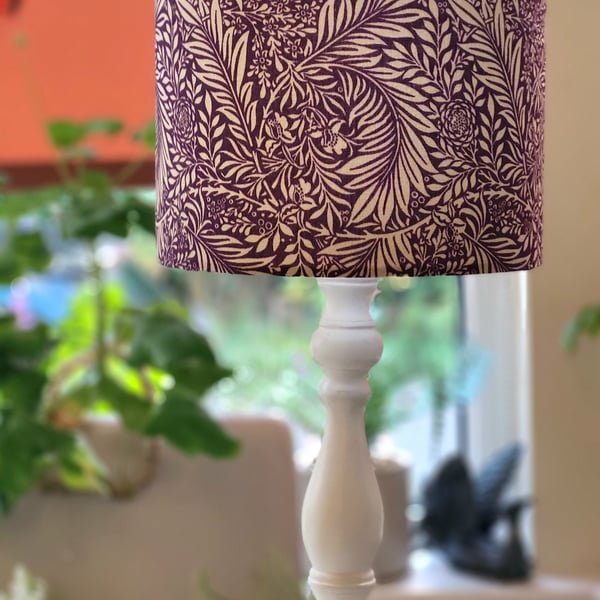 W Morris Fabric Shade Aubergine Free P&P
