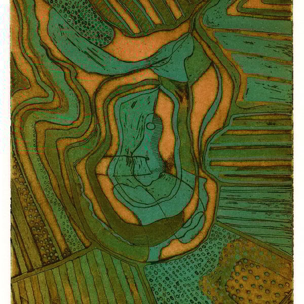 Abstract etching, Hillfort-Earthbound.