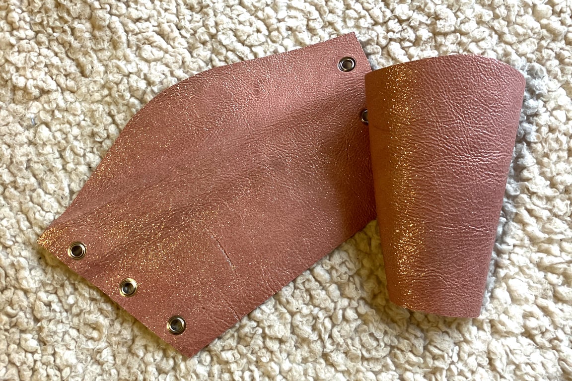 Small Pair:  Sparkle Pink Coloured Leather Bracers (FREE SHIPPING