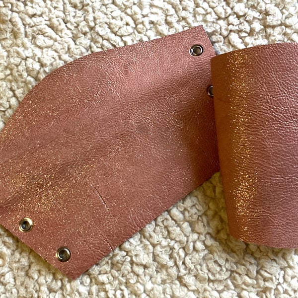 Small Pair:  Sparkle Pink Coloured Leather Bracers (FREE SHIPPING