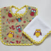 Owl Babies Bib and Dribble Cloth Gift Set