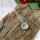 Silver Necklace. Recycled Sterling Silver Pebble Beach with Moon and Stars