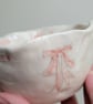 Ceramic bowl wth pink dots spots and ribbon handmade fluted scalloped dish.  - Image 2