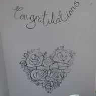 Congratulations Roses Heart Wedding Card - Folksy