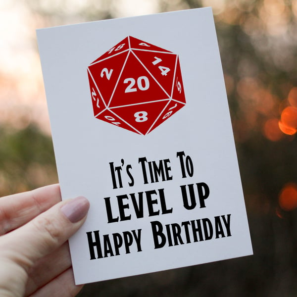 It's Time To Level Up Dungeons and Dragons Birthday Card, Card for Gamer