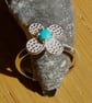 Sleeping Beauty Turquoise 925 Sterling Silver Flower Spinner Ring Size N - Image 7