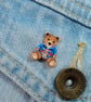 Personalised Christmas Teddy Bear Brooch, Handmade Wooden Christmas Jumper Pin - Image 3