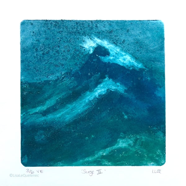 Surge II original collagraph surf wave print print no.3