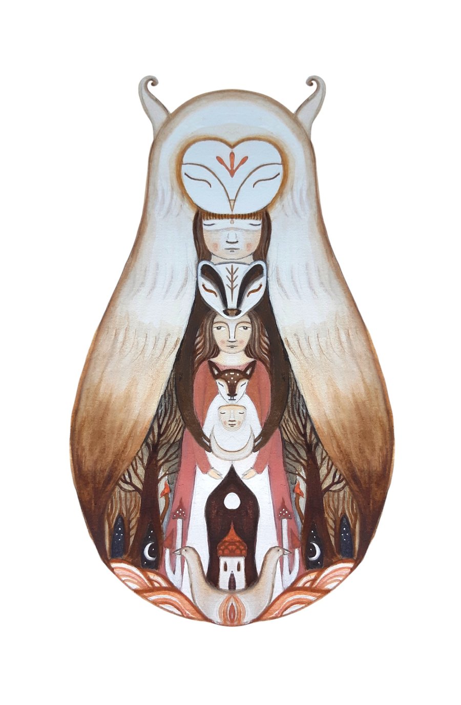 Woodland animal totem A4 print 