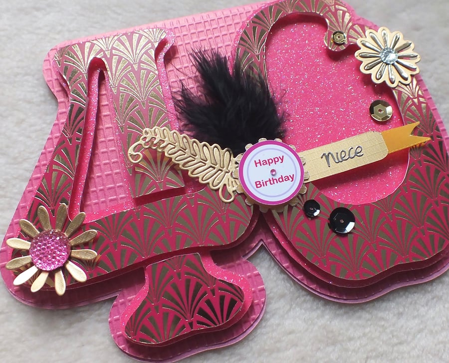 Luxury Handmade Personalised 40th Birthday Number Shaped Card