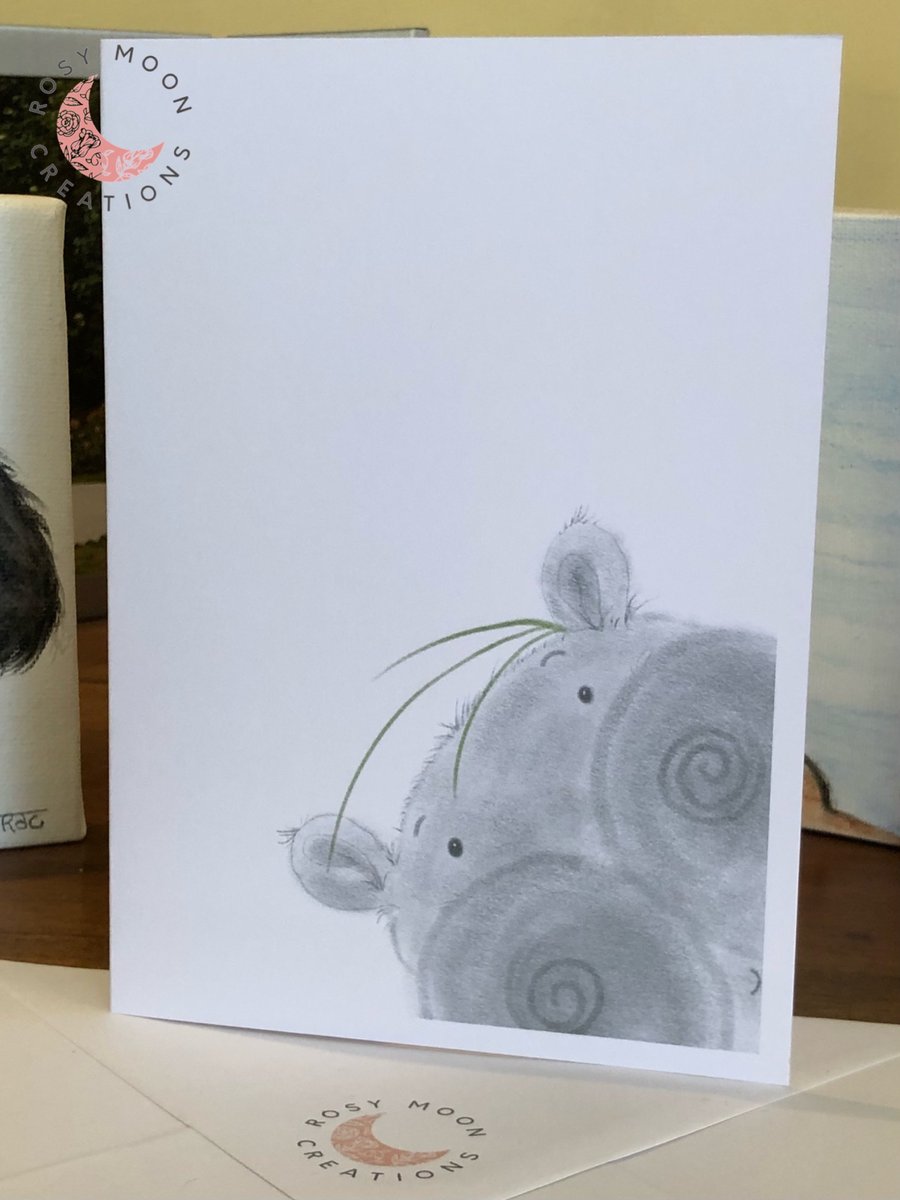 Bashful Hippo Blank Card