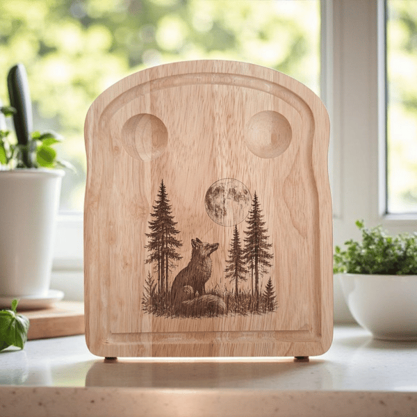 Whimsical Fox Hevea Wood Breakfast Board – Woodland Design (24 x 22cm)