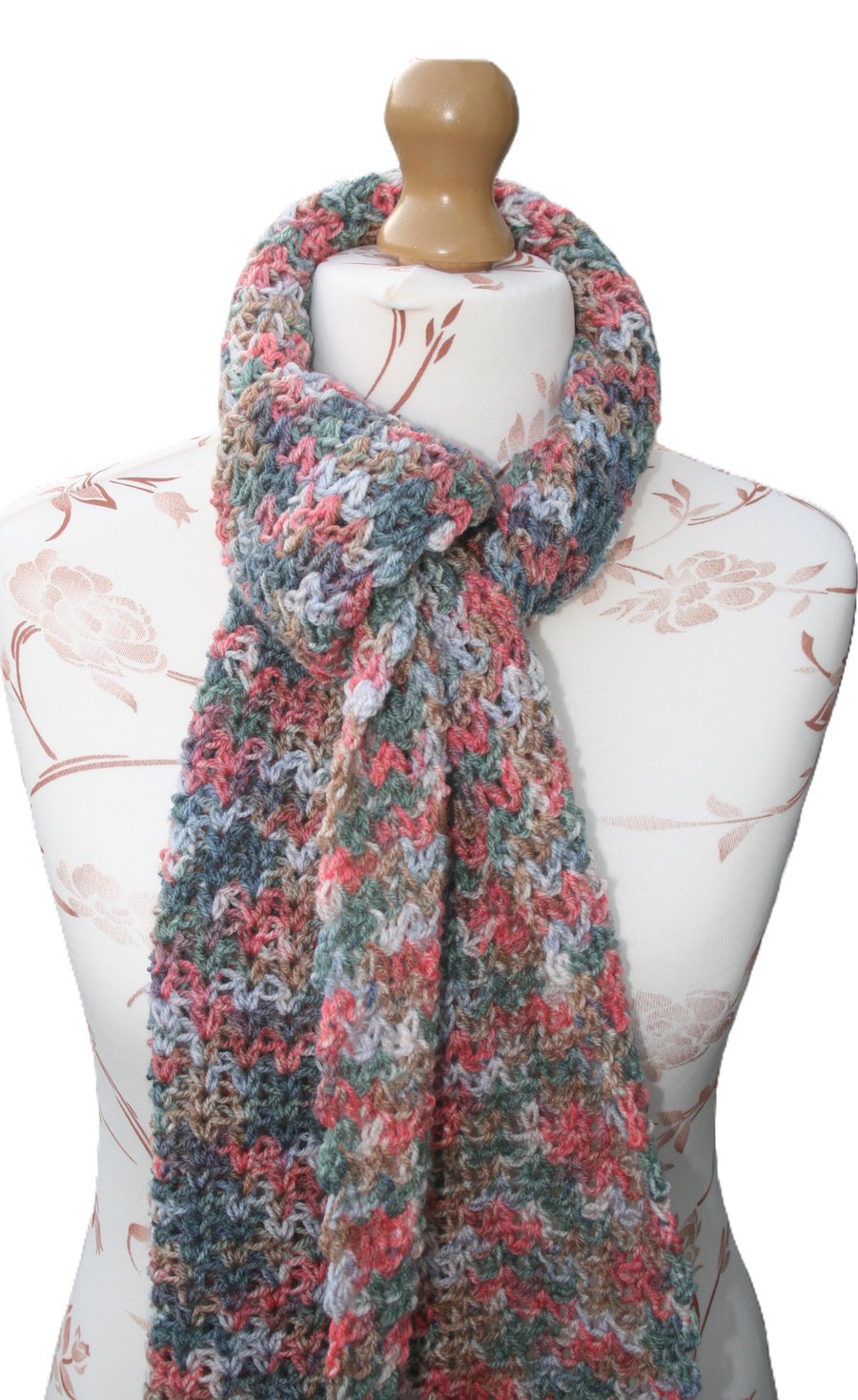 Pretty Variegated Crochet Scarf