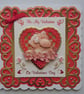 Be My Valentine on Valentines Day Cute Teddy Bear Roses 3D Luxury Handmade Card - Image 1