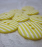 10 Candy Striped Bright Yellow Buttons - Image 3