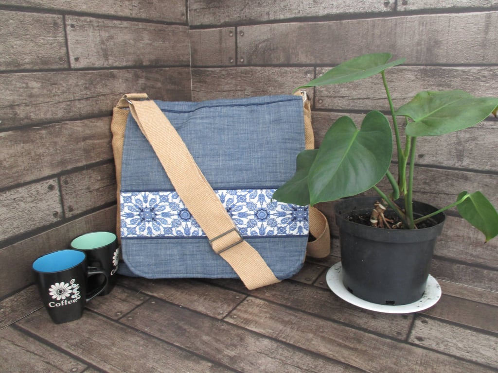 Eco-Friendly Messenger Bag Handmade from Upcycled Materials Unique Sustainable