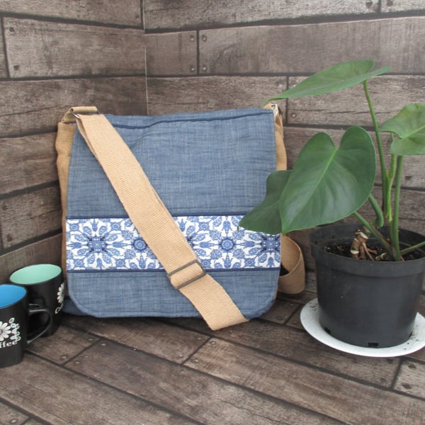 Eco-Friendly Messenger Bag Handmade from Upcycled Materials Unique Sustainable