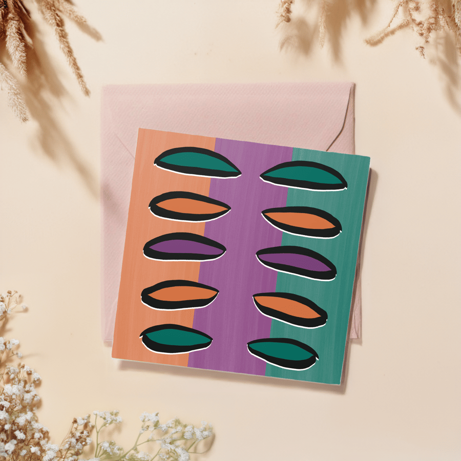 Abstract 2 colourful nature inspired square blank card