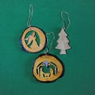 Christmas Tree Decoration - Set of 3 (Nativity Scene, Angel, & Christmas Tree)