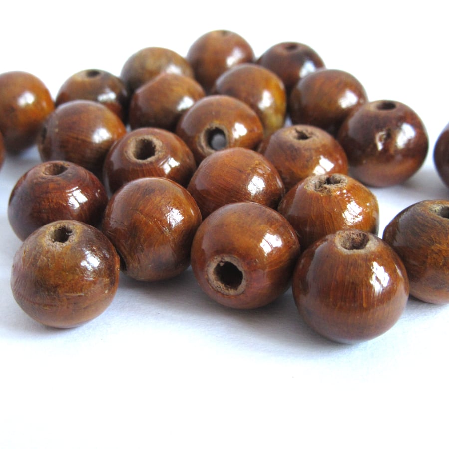 Chestnut Coloured Wooden Beads 50g