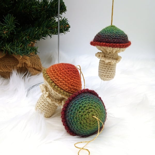 Set of 3 Mushroom Ornaments