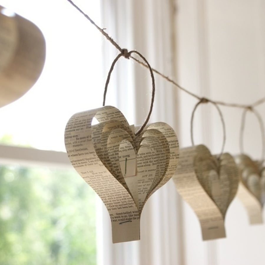 Paper Garland, Book Decor, Romantic Literary Decorations