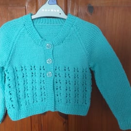 Hand Knitted Girls Cardigan Age 2 - 3