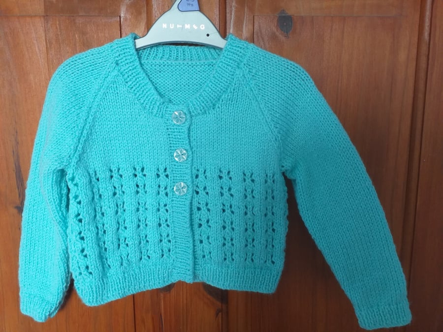 Hand Knitted Girls Cardigan Age 2 - 3