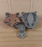 Sterling Silver and Copper Heritage Animal Head Necklace (SKU201025)