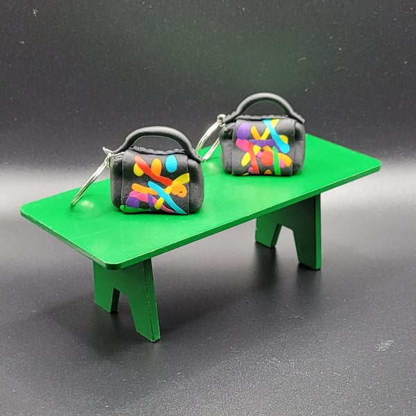 Polymer clay handbag keyring 112 scale miniature novelty gift