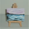 miniature art aceo watercolour evening seascape ( ref F 823 )