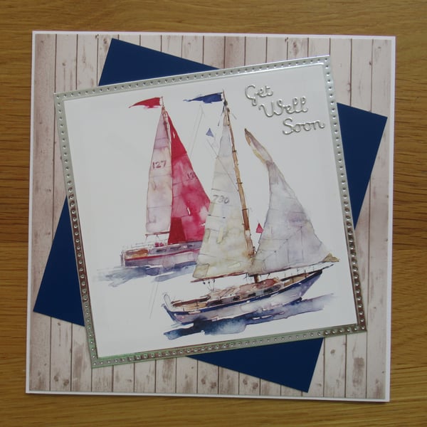 Sailing Boats - Get Well Soon Card - Folksy