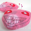 zombie head pin cushion - blood red