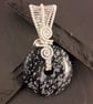 Snowflake Obsidian Reversible Donut Wire Wrapped Pendant - Image 1