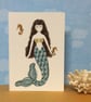 Coral Mermaid blank Card.  - Image 3