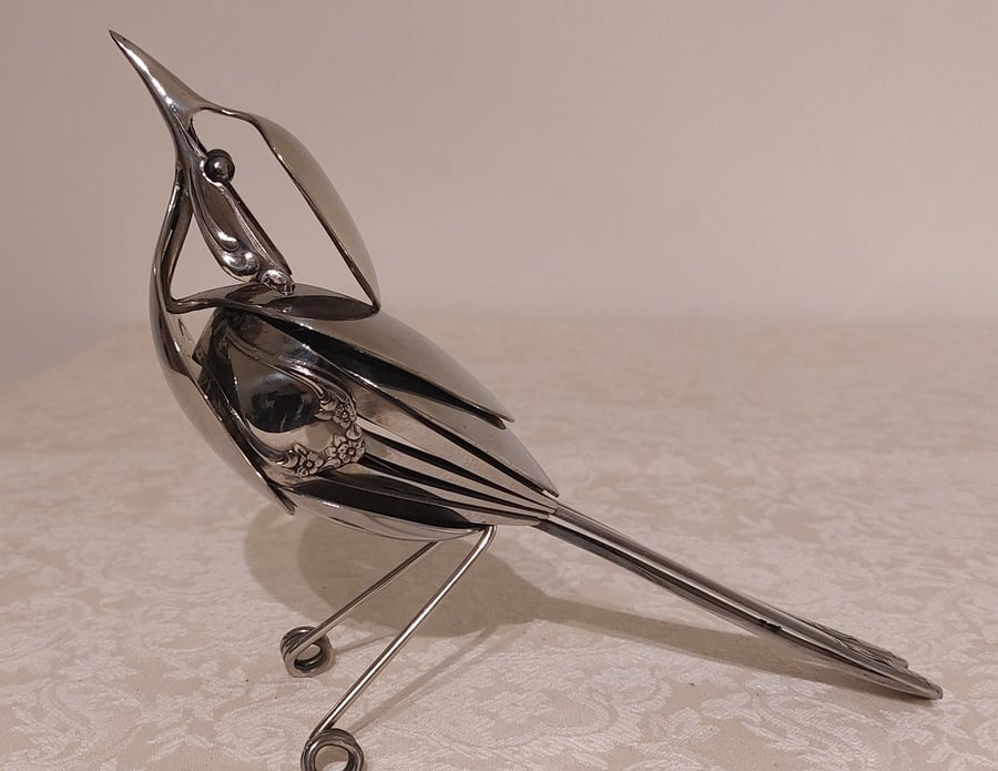 Song Thrush - made from Vintage Cutlery
