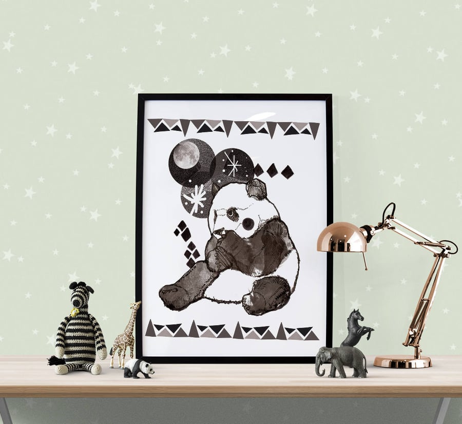 Panda Fine Art Print - Art for Children and Babies - Gift- Present