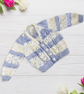Hand Knitted Baby Cardigan, Blue and Cream V-Neck, 6-12 Months - Image 1