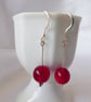 Sterling Silver Cherry Earrings with Czech Glass Beads 
