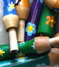   Hand painted green daisy needle grip tool for needle felting  - Image 2