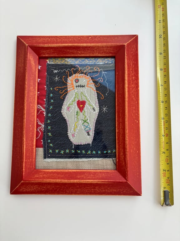 Voodoo doll textile art